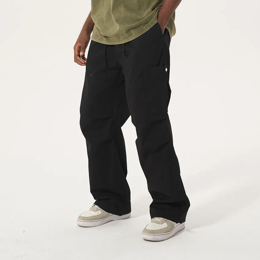 Calças masculinas de linho de algodão, calças esportivas de linho para uso externo, calças e calças de carga personalizadas