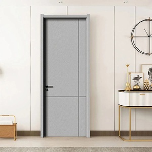 Porte intérieure en PVC polymère tendance, finition en bois composite imperméable pour salle de bain, appartement, hôtel - Product Image 5