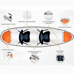 Canoa Popular para 2 Personas con Fondo de Vidrio, <span class=keywords><strong>Kayak</strong></span> Transparente con Accesorios Gratuitos - Product Image 6