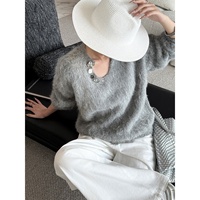 Pull d'hiver personnalisé avec logo, manches longues, tricot chaud, col rond, pull à manches longues pour femmes, pull à boutons irréguliers pour l'automne