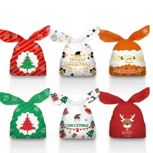 YC Großhandel 50pcs Weihnachts taschen Candy Cookie Wrapping Bag Bunny Ear präsentiert Weihnachts verpackung