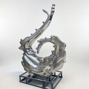 अनुकूलित रंग आकार के लोगो के साथ सजावटी उपयोग के लिए बाहरी पॉलिश स्टेनलेस स्टील लहर मूर्तिकला (चीन में बनाया गया) - Product Image 1