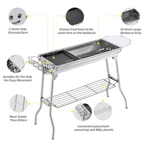<span class=keywords><strong>Barbecue</strong></span> au <span class=keywords><strong>charbon</strong></span> de bois pliable portable en acier inoxydable complet, cuisinière de camping en acier inoxydable pour pique-nique - Product Image 2