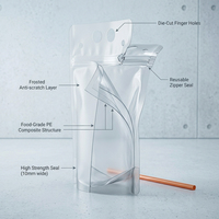 Emballage personnalisé en sachet PE de qualité alimentaire avec trou pour paille et poignée portable pour le stockage de jus, de boissons et de liquides