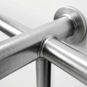 Perchero de Pared de Acero Inoxidable Cepillado de Lujo, Moderno, para <span class=keywords><strong>Boutique</strong></span>, Exhibición Lateral de Ropa Femenina - Product Image 6