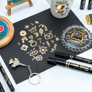 TranSon 2pcs stylos à peinture or à pointes moyennes fines pour marqueurs chromés liquides avec <span class=keywords><strong>effet</strong></span> <span class=keywords><strong>miroir</strong></span> pour modèles de bricolage ensemble en plastique d'art artisanal - Product Image 4