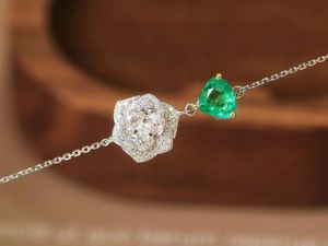 Xinfly Diamond 18k Real Gold Vivid Green 0.5ct Emerald Earl <b>Flower</b> Heart <b>Bracelets</b> Fashion Jewelry - Product Image 2