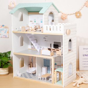 Ensemble <span class=keywords><strong>de</strong></span> jouets <span class=keywords><strong>de</strong></span> maison en bois élégant, simulation <span class=keywords><strong>de</strong></span> ville, maison pour poupées, manoir avec meubles pour filles KB0280 - Product Image 4