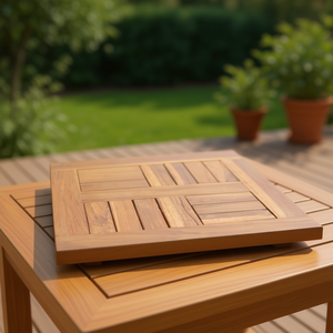 Tablero de Mesa Cuadrado de Madera Maciza de Teca de 15.7 x 15.7 x 1 Pulgada, Muebles Rústicos para Terraza Exterior - Product Image 2