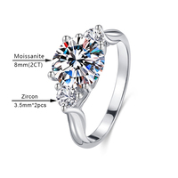 Bague de mariage pour femme en argent sterling S925, trois pierres de moissanite couleur D 2 carats, taille ronde VVS1, vente en gros d'usine