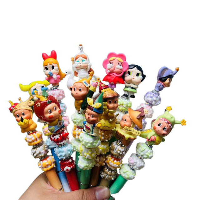 Creative New Star Personality Beaded Gel Pen Hand-Painted Cartoon Doll DIY Novelty Gift for Baby Moe New Year