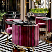 Ensemble de tables et chaises de luxe léger pour hôtels et restaurants, mobilier de salon violet, design moderne de banquettes commerciales