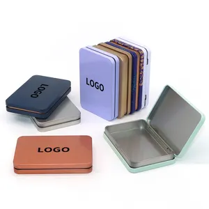 YEM Wholesale Small Candy Gift Tin Can Cigarette Case Rectangular Square Metal Packaging Tin Box With Hinged Lid