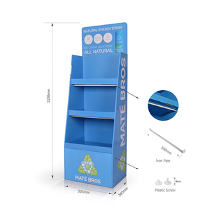 Rak pajangan toko ritel kustom tahan lama kardus bergelombang lantai POS berdiri bebas iklan - Product Image 3