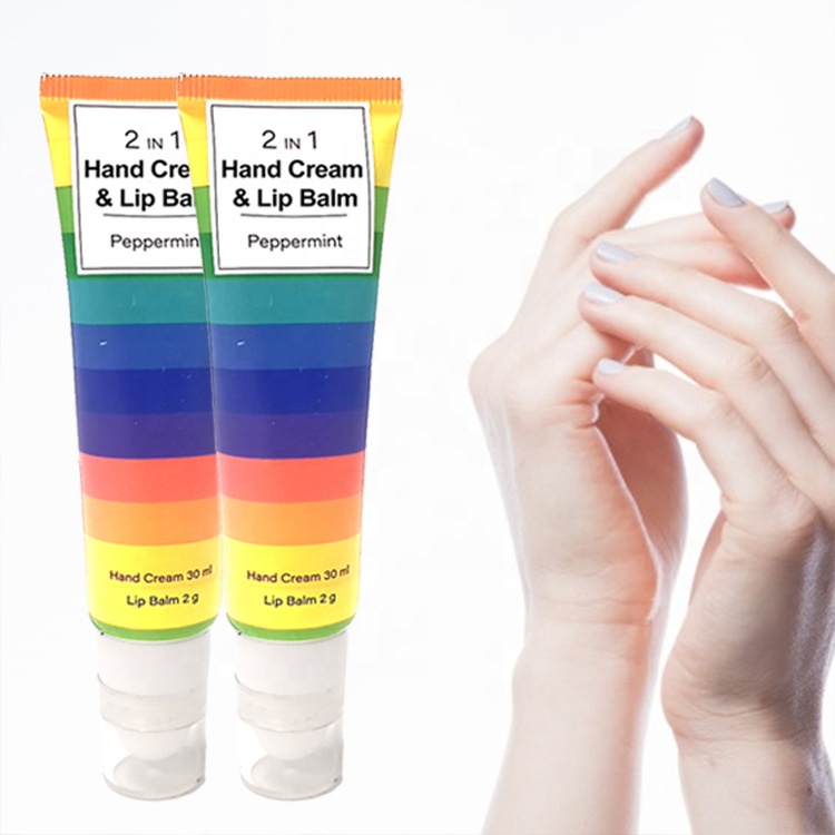 2 In 1 Winter Moisturizing Nourishing Whitening Hand Lotion With Lip Balm Set Soft Tube Private Label Hand Cream