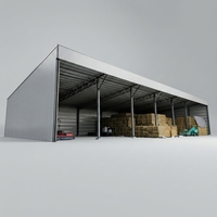 Entrepôt préfabriqué en acier portable, hangar logistique résistant au vent avec grue, atelier multi-usages à assemblage rapide sur mesure