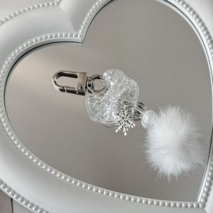 [Winter Romance] Nouveau pendentif <span class=keywords><strong>pompon</strong></span> flocon de neige, décoration de chaîne de téléphone avec nœud transparent, <span class=keywords><strong>porte</strong></span>-clés - Product Image 4
