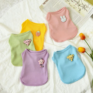 Chaleco para mascotas para gatos y perros, diseño de gofre, colores macaron, diseño bonito, ropa de verano, material de poliéster - Product Image 1