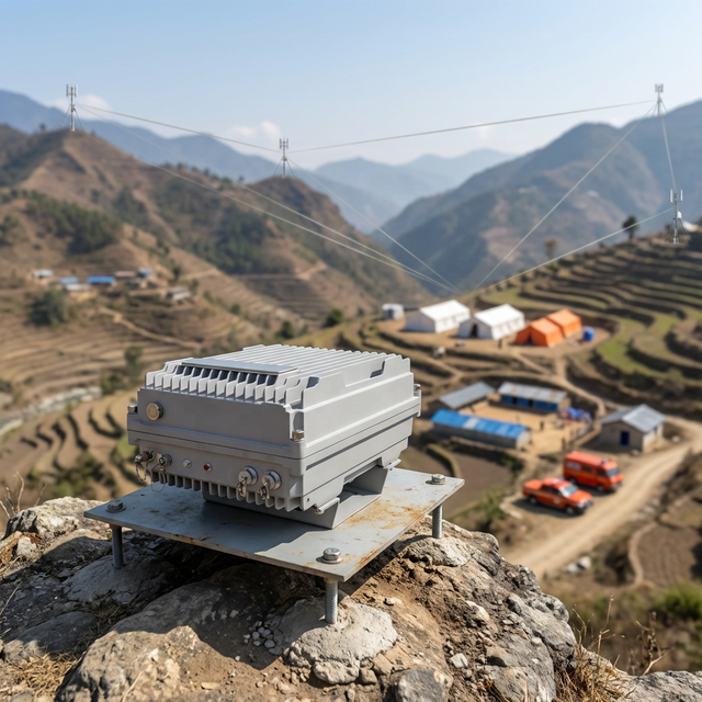 Rugged Emergency Mesh Network Radio 30KM Outdoor Base Station 52Mbps Wireless Broadband System
