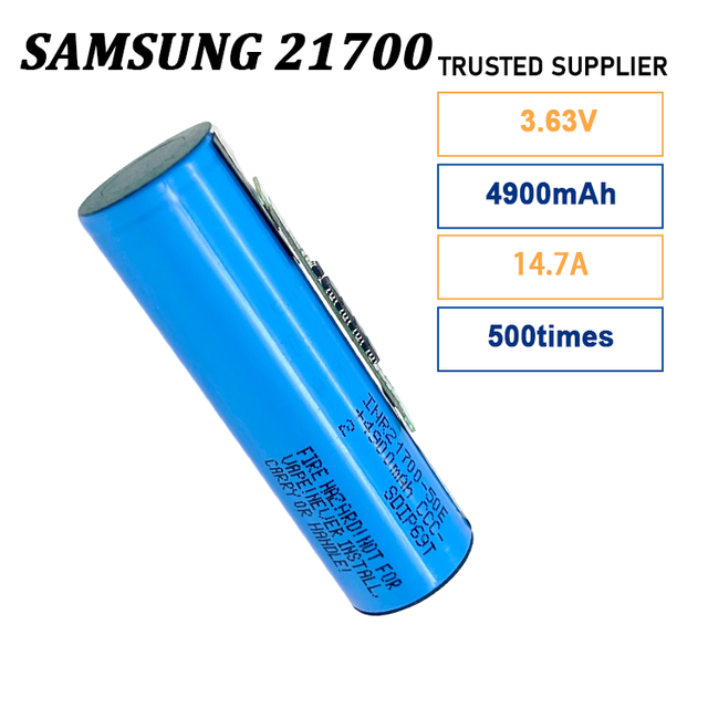 Rechargeable 21700 50E 4900mAh 3.63V Battery For High Lumen LED Searchlight And Spotlight Cylindrical Lithium Battery