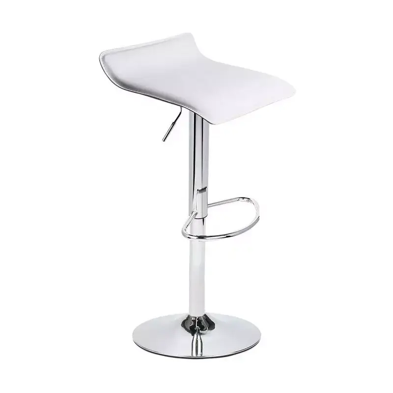 Taburete de Bar tapizado de cuero sintético, silla giratoria de 360 grados, ajustable, color blanco y negro
