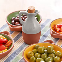 Bouteille Distributrice d'Huile en Terre Cuite Émaillée avec Bec Verseur, Distributeur d'Huile d'Olive en Terre Cuite Opaque, Cruet en Argile pour la Cuisine
