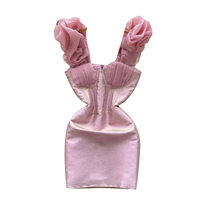 Robe élégante pour femmes à manches bouffantes, corset, volants plissés, mini robe moulante pour soirée, cocktail, soirée