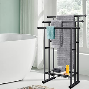 Toallero Metálico de 3 Niveles, 24.4" L x 13" W x 39" H, Resistente al Óxido, con Cesta de Almacenamiento, Diseñado para Toallas Grandes - Product Image 2