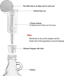 Kit de fermentação de airlock em 3 peças, com jarra de máscara, para preservação, fermentação, cerveja, vinho, sauerkrauta, kimchi