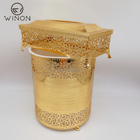 Vente chaude Nouveauté Arrivée Ensemble de poubelle en métal unique et exquis Ensemble de papier toilette Hôtel Maison Ménage Sculpture de fleurs Design unique