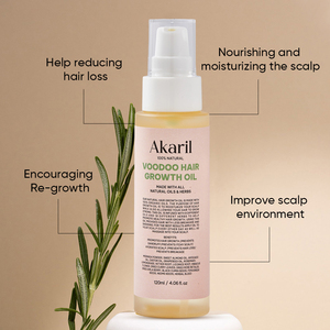 Huile de croissance capillaire Akaril Voodoo 100% naturelle à base d'extraits de plantes favorise la repousse des cheveux prévient les pellicules et les démangeaisons du cuir chevelu hydrate les cheveux - Product Image 5