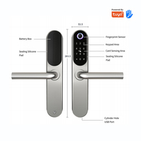 Cerradura Inteligente Impermeable Tuya WIFI Ttlock BLE, Acero Inoxidable 304, Lector de Huellas Dactilares, Compatible con la Nube, para Puertas de Vidrio/Madera/Aluminio