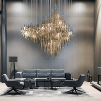 Lustre en verre soufflé à la main sur mesure de grande taille pour hall d'hôtel, grand projet d'éclairage d'atrium, villa, centre commercial, club, salon, lampe suspendue