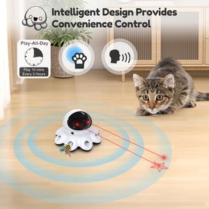 Giocattolo Laser per Gatti 2-in-1 Interattivo Automatico con 8 Fori, Attivazione a Movimento, Gioco Whack-a-Mole con Piuma, Ricaricabile USB per Esercizio Indoor - Product Image 5