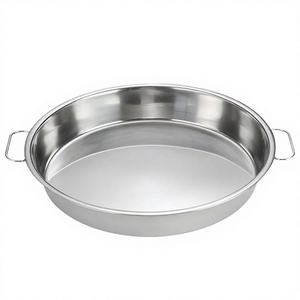 Plateau de service multifonctionnel en acier inoxydable poli, écologique, pour cuisine de restaurant, idéal pour les gâteaux, les pizzas, la cuisson, avec poignée, pour les fêtes - Product Image 4