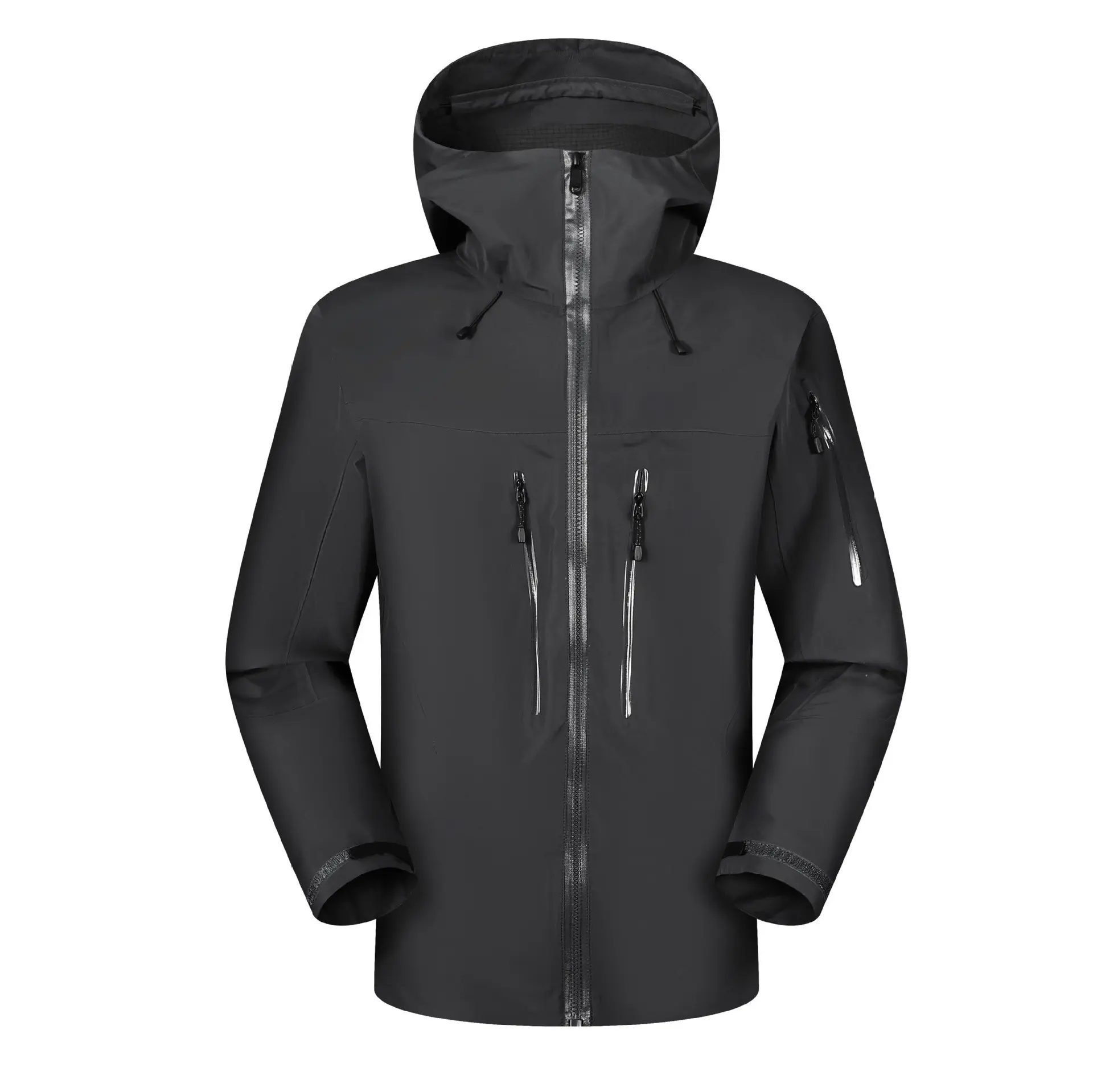 Veste de ski imperméable et respirante monocouche personnalisée en montagne veste de pluie à capuche softshell pour hommes