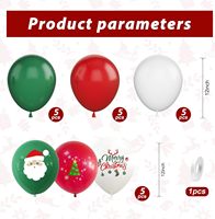 Paquete de 30 Globos Navideños de 12 Pulgadas, Impresos en Verde, Rojo y Blanco, con Texto de Feliz Navidad, Diseño de Árbol y Santa Claus, para Decoración de Fiestas