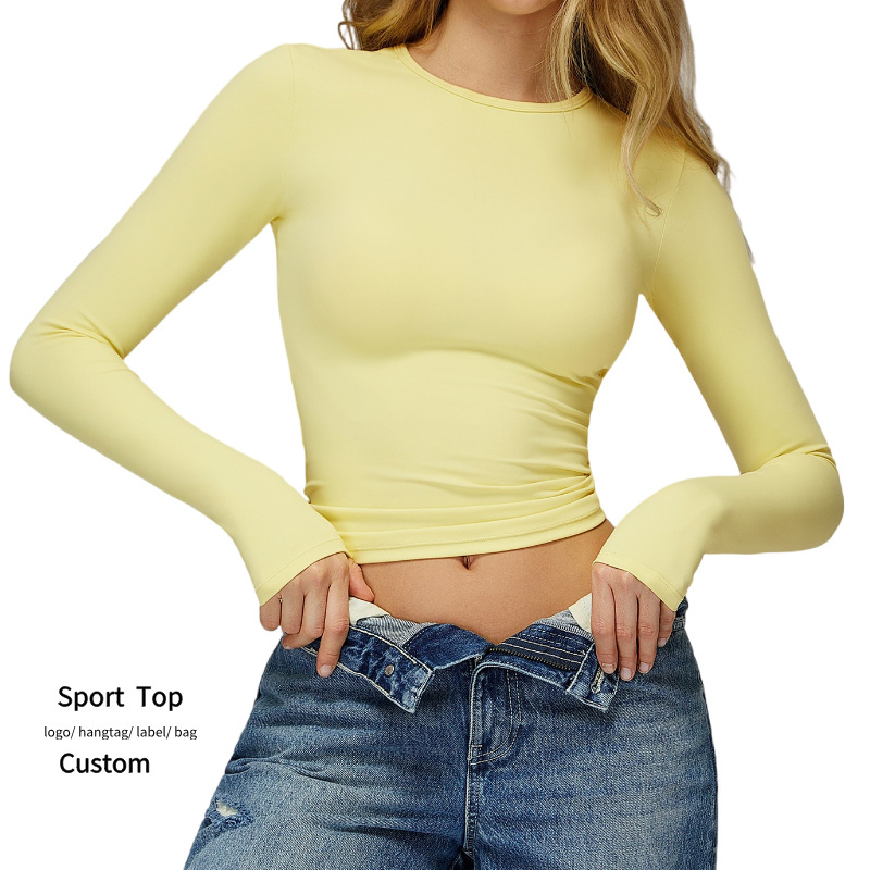 Hot Sale Women Long-Sleeve Yoga Top High-Intensity Fitness Wear Pilates Running Sports Top Tight Fitting Gym Workout Shirt