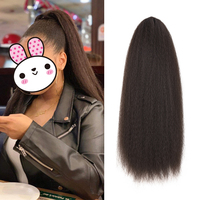 Queue de Cheval Alileader à Cordon Yaki Kinky Raide Élastique Fluffy Cheveux Synthétiques Fibre Haute Température Soie de Maïs