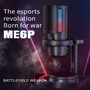 ME6P RGB USB Capacitor Computer Desktop <b>Microphone</b> Metal Wired Recording Broadcast Cardioid Polar for Game Competitions - Product Image 1