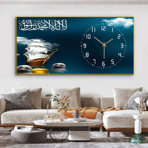 JIEKAIイスラム壁アートSHAHADA <span class=keywords><strong>WALL</strong></span> <span class=keywords><strong>CLOCK</strong></span>プレミアム壁画イスラムキャンバス - Product Image 3