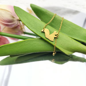 Collar de Ardilla Chapado en Oro de 18k al por Mayor, con Dije de Bellota, Colgante de Animal Bonito, Joyería Fina de Naturaleza - Product Image 2