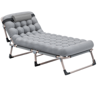Lit de camping pliable multifonctionnel, lit de repos de bureau avec dossier réglable à 4 positions, tissu Oxford et tube en acier renforcé