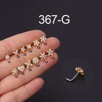 Clou de nez en cristal en forme de L en acier inoxydable Cz, anneau de nez en forme de cœur et de papillon, anneau de nez en forme de papillon, vrai Piercing, Lot de bijoux