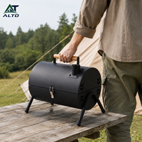 Barbecue portable double face au charbon de bois, type cheminée, pliable, en acier laminé à froid, pour cuisson extérieure, camping et pique-nique
