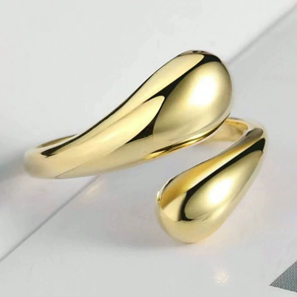 Bague d'ouverture goutte d'eau géométrique Bague de doigt d'index - Main Image