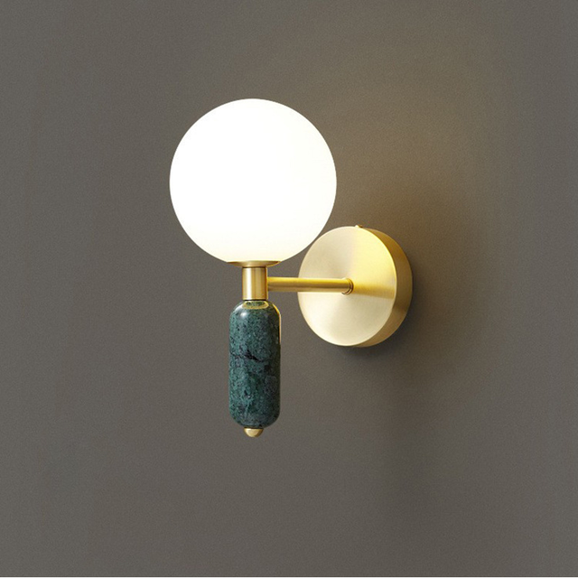 Modern Gold Glass LED Wall Lamp Nordic Marble Indoor Home Hotel Decor Lighting Bedroom Living Room Aisle Stairs Sconce