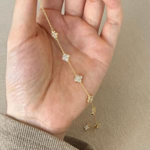 Dylam Hot Selling 925 Sterling <b>Silver</b> 14K Gold Rhodium Plated Link Chain Lucky Four Leaf Clover Flower <b>Bangles</b> <b>Bracelets</b> - Product Image 4