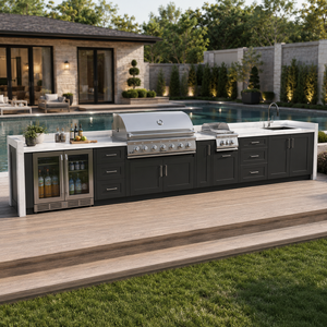 Cucina per <span class=keywords><strong>barbecue</strong></span> e Grill all'aperto di lusso per ville Forno elettrico integrato su misura e griglia <span class=keywords><strong>in</strong></span> acciaio inossidabile - Product Image 1