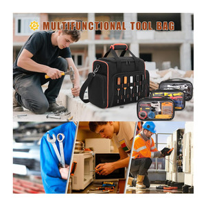 Sac à outils robuste personnalisable en polyester résistant à l'eau avec 3 étuis amovibles et 2 couches de fermetures éclair pour outils à main - Product Image 4